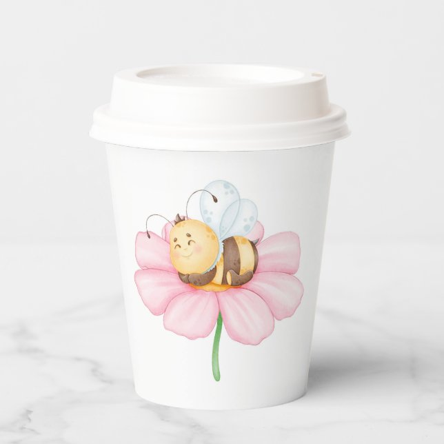 Hummeln- und Blume-Papiergruppen Pappbecher (Vorderseite)