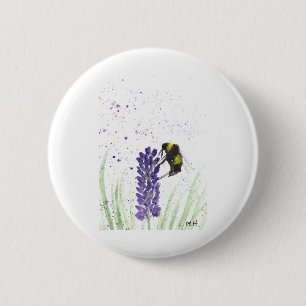 Hummeln und Lavendelwasserfarbe Button
