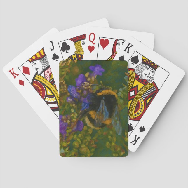 Hummeln unter Lila Blüten Spielkarten (Rückseite)