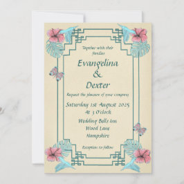 Hummende Vögel & Hibiskus - Einladung zur Hochzeit