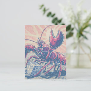 Hummer aus Maine bricht Eiswürfel Retro Postkarte