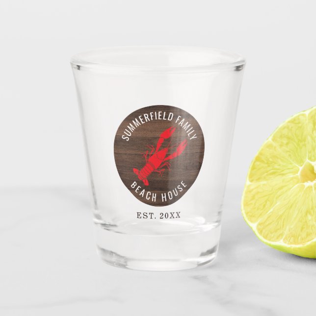 Hummer Boil Beach House Kundenname Schnapsglas (Vorderseite)