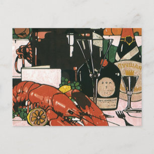 Hummer Champagner im Vintage-Stil; Elegante Party Postkarte