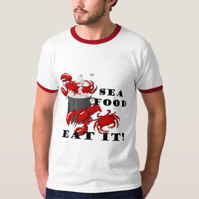 Hummer Crab Meeresfrüchte essen es! Mens Ringer T  T-Shirt (Vorderseite)