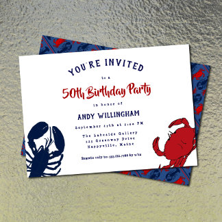 Hummer Crab Seine Party Einladung zum Geburtstag M