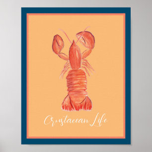 Hummer Crawfish Crustacean Poster