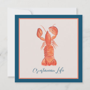Hummer Crawfish Crustacean Watercolor Card