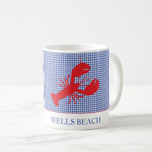 Hummer Custom Text Red White Blue Karo Nautic Kaffeetasse