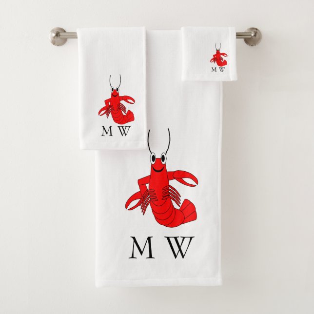 Hummer-Design mit Monogramm Badhandtuch Set (Insitu)