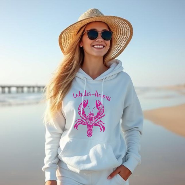 Hummer-Fischer-Core-Hawaii-Tropical- Hoodie (Lobster-Fisherman Core-Hawaiian-Tropical-Funny Summer Beach hoodie-Pink)