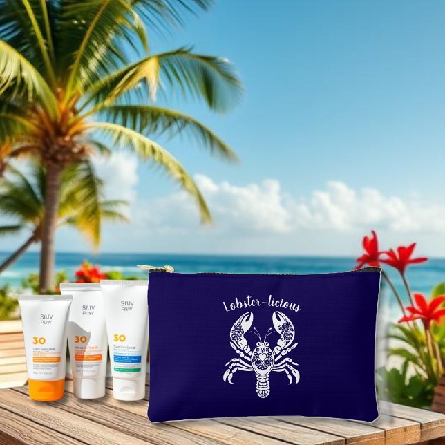 Hummer-Fisherman Core-Hawaiian-Blue Zubehörtasche (Lobster-Fisherman Core-Hawaiian-Tropical-Summer-Beach-small bag-sunblock bag-dark blue)