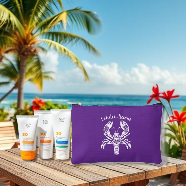 Hummer-Fisherman Core-hawaiisch-Lila Zubehörtasche (Lobster-Fisherman Core-Hawaiian-Tropical-Beach-Summer small sunblock bag-Purple)