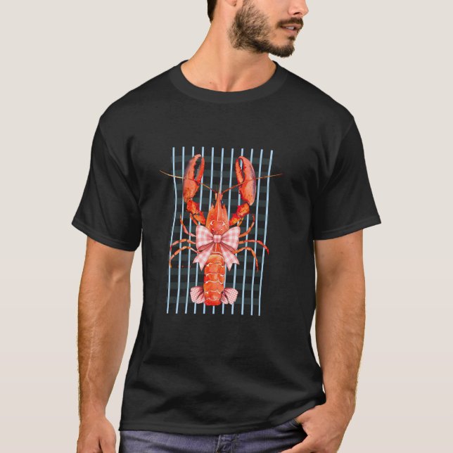 Hummer Fliege Karomuster Nautilus-Stil T-Shirt (Vorderseite)