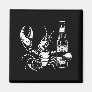 Hummer Flusskrebs hält Bierflasche Lustiger Flussk Magnet