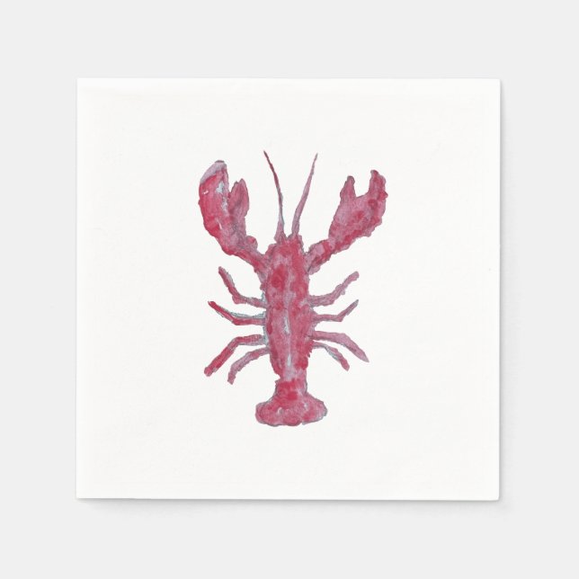 Hummer-Gemälde Nautical Küste Serviette (Vorderseite)