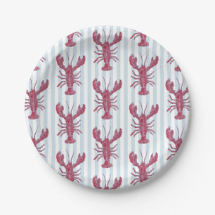 Hummer-Gemälde Nautilus Blau Streifen Küste Pappteller