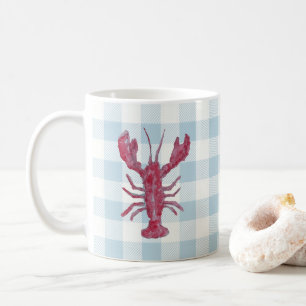 Hummer-Gemälde, nautisches, ländliches Gingham-Mus Kaffeetasse