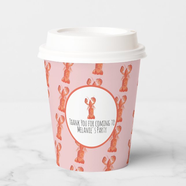 Hummer Hand Aquarell Meeresfrüchte Kräuterbügel Ro Pappbecher (Vorderseite)