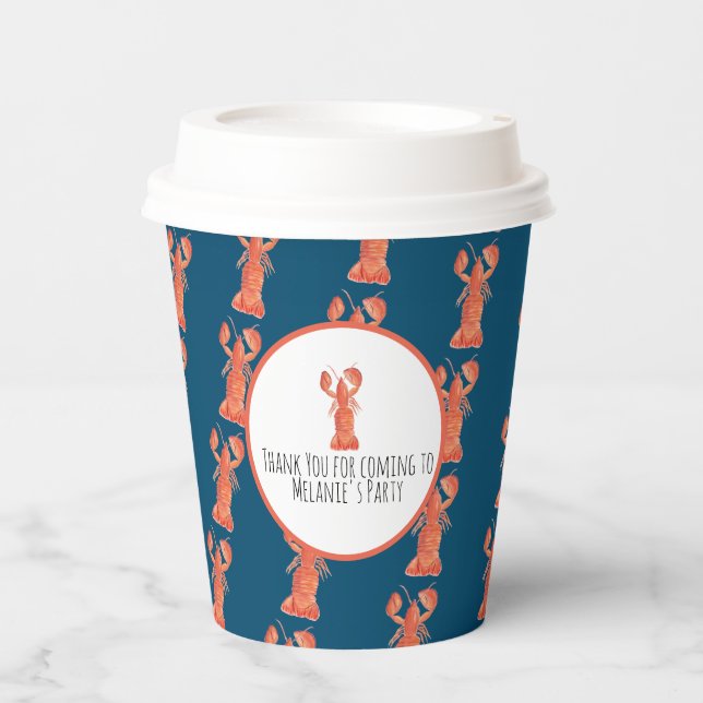 Hummer Hand Wasserfarbe Meeresfrüchte Krabbenkohl  Pappbecher (Vorderseite)