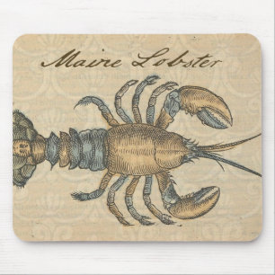Hummer-Illustration Antik Maine Meeresfrüchte Mousepad