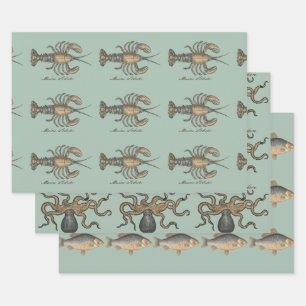 Hummer-Illustration Antique Maine Seafood Geschenkpapier Set