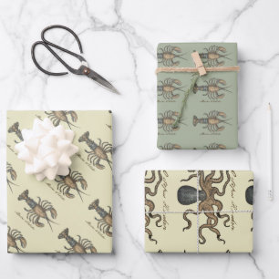 Hummer-Illustration Antique Maine Seafood Geschenkpapier Set