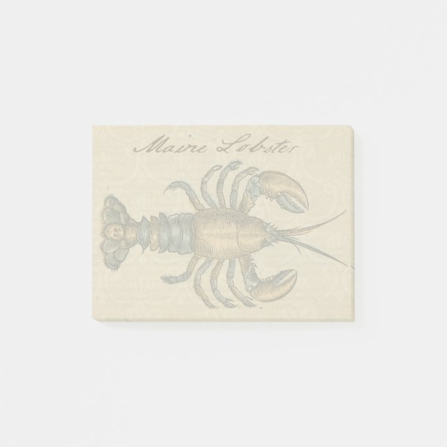 Hummer-Illustration Antique Maine Seafood Post-it Klebezettel (Vorderseite)