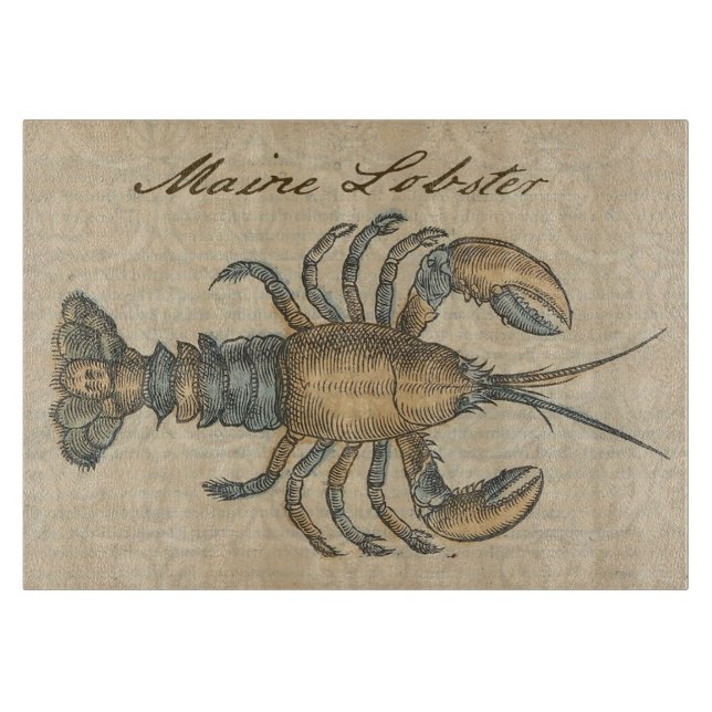 Hummer-Illustration Antique Maine Seafood Schneidebrett (Vorderseite)