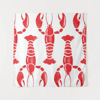 Hummer-Illustration: Aquarellfarben Nahtloser Hint Wandteppich