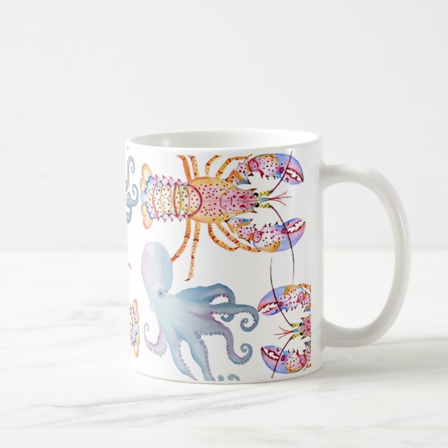 Hummer in Rosa und Blau Kaffeetasse (Rechts)