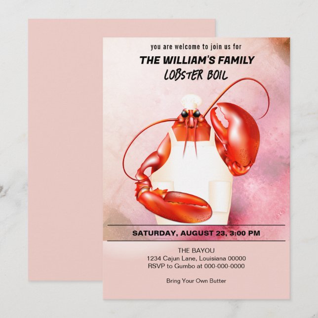 Hummer-Koch Seafood-Veranstaltung Einladung (Vorne/Hinten)