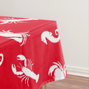 Hummer Krabbe Seepferdchen rot weiß Muster Tischdecke