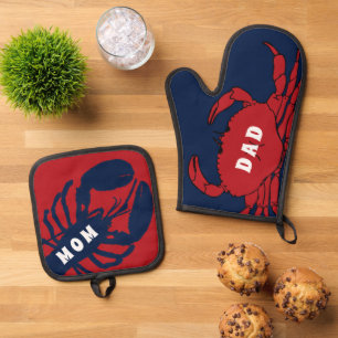 Hummer-Krabben-Küchengeschenk für die Küste Ofenhandschuh & Topflappen-Set