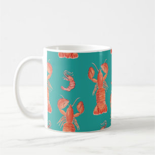 Hummer Languste Aquarell Handbemaltes Muster Kaffeetasse