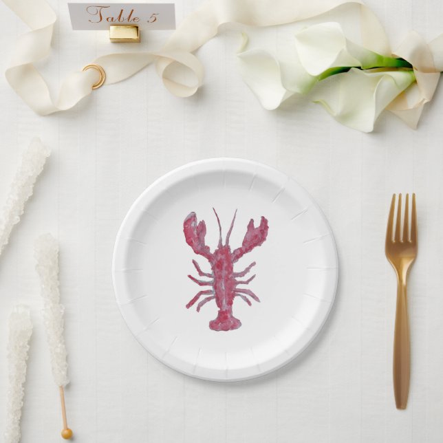 Hummer-Malerei, nautisch, Küste Pappteller (Hochzeit)