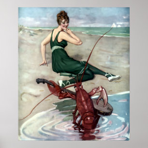 Hummer mit Banjo Serenading Beach Girl Poster