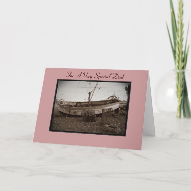 Hummer mit Fischerbooten am Kiesstrand Karte (Vorderseite)