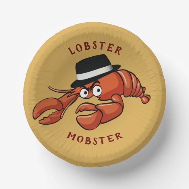 Hummer Mobster 🦞 weiträumiger Mit Augen Niedliche Pappteller (Vorderseite)