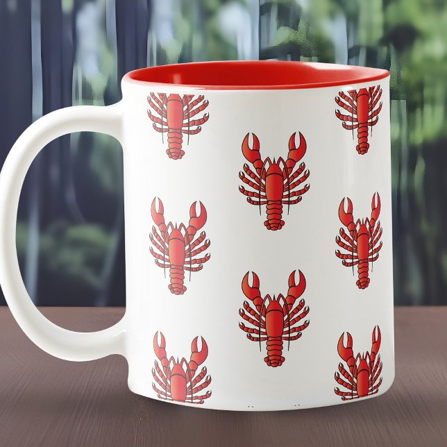 Hummer Muster Meeresfrüchte Gourmet Cool Red & Whi Zweifarbige Tasse (Von Creator hochgeladen)