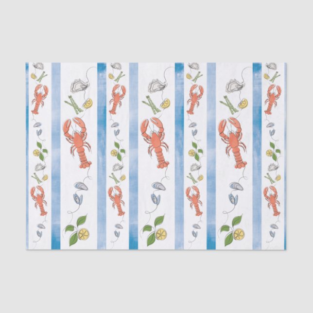 Hummer Nautische Meeresfrüchte Zitronenfrüchte Zit Seidenpapier (Vorderseite)
