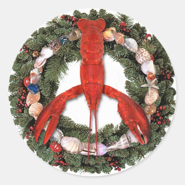 Hummer Peace Christmas Wreath Sticker (Vorderseite)
