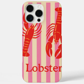 Hummer-Pop Krustentiere auf Candy Stripes iPhone 16 Pro Max Hülle