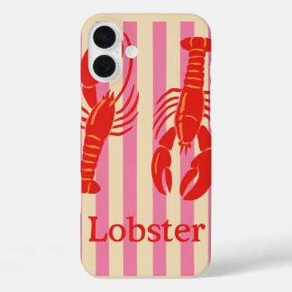 Hummer-Pop Krustentiere auf Candy Stripes iPhone 16 Plus Hülle