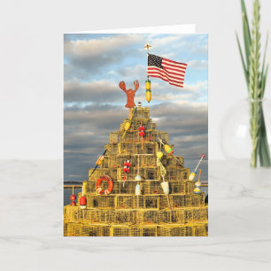 Hummer-Pots-Baum in Plymouth, MA Feiertagskarte