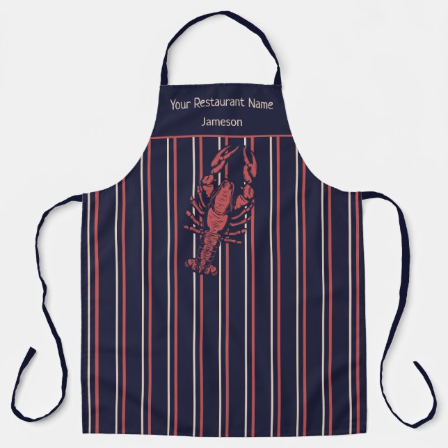 Hummer Restaurant Navy Blau und Rot gestreift Schürze (Vorderseite)