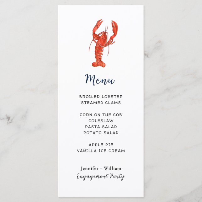 Hummer Seafood Party Menu Card Menükarte (Vorderseite)