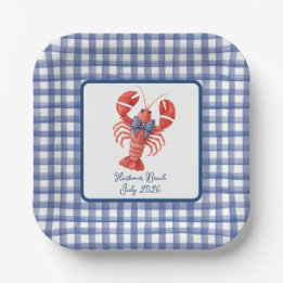 Hummer Sommer Nautical Blau Gingham 4. Juli Pappteller