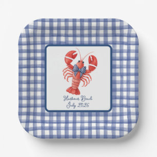 Hummer Sommer Nautical Blau Gingham 4. Juli Pappteller