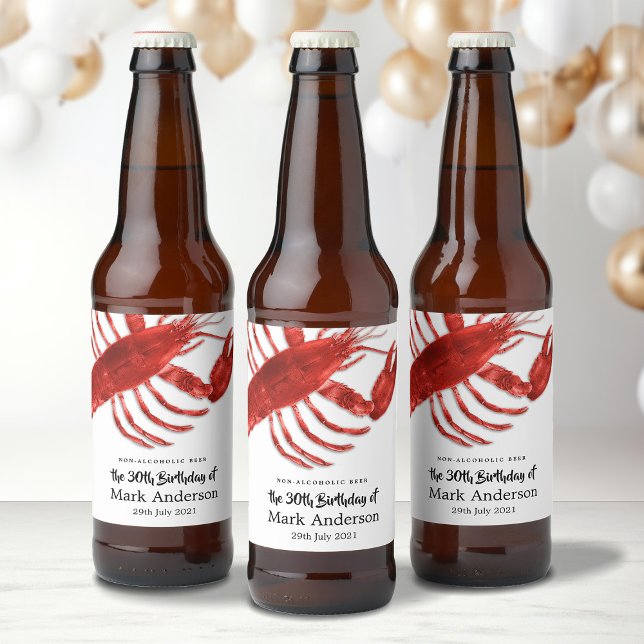 Hummer Themed Birthday Party Bierflaschenetikett (Lobster Themed Birthday Party Beer Bottle Label)