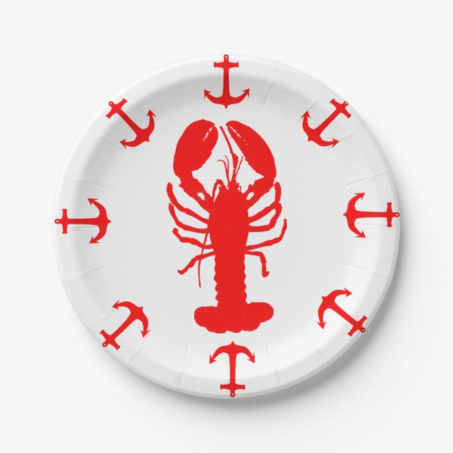 Hummer- und Ankerpapierplatte Pappteller (Vorderseite)